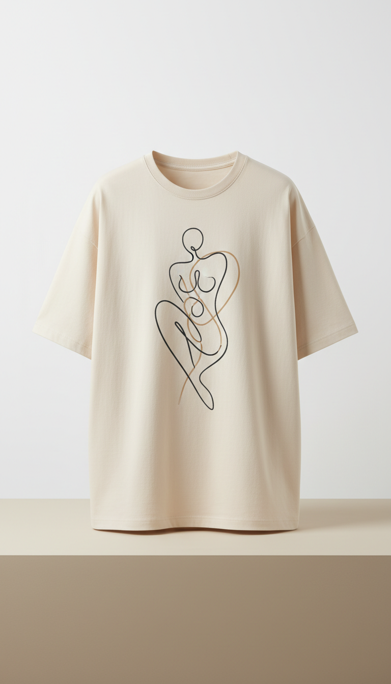 Oversized Minimalist Line Art Tee
