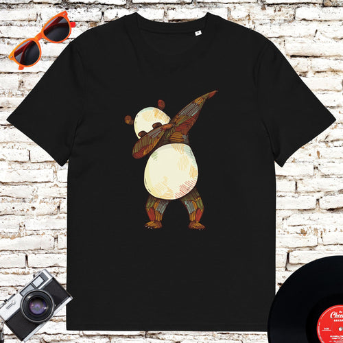 Dabbing Panda organic cotton graphic T-shirt in black
