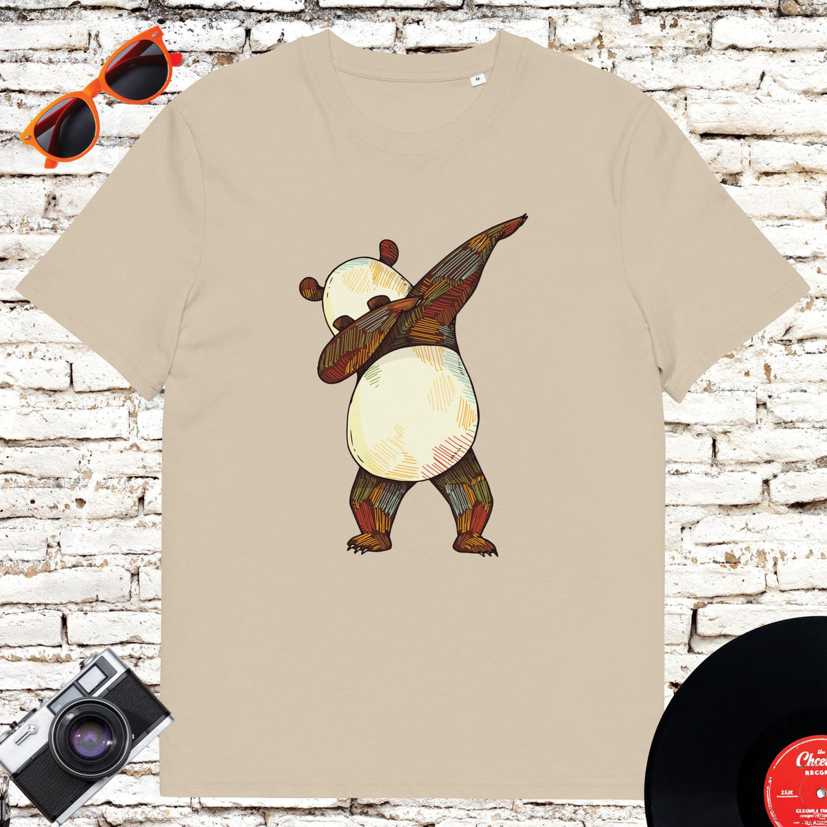 Dabbing Panda organic cotton graphic tee in Desert Dust