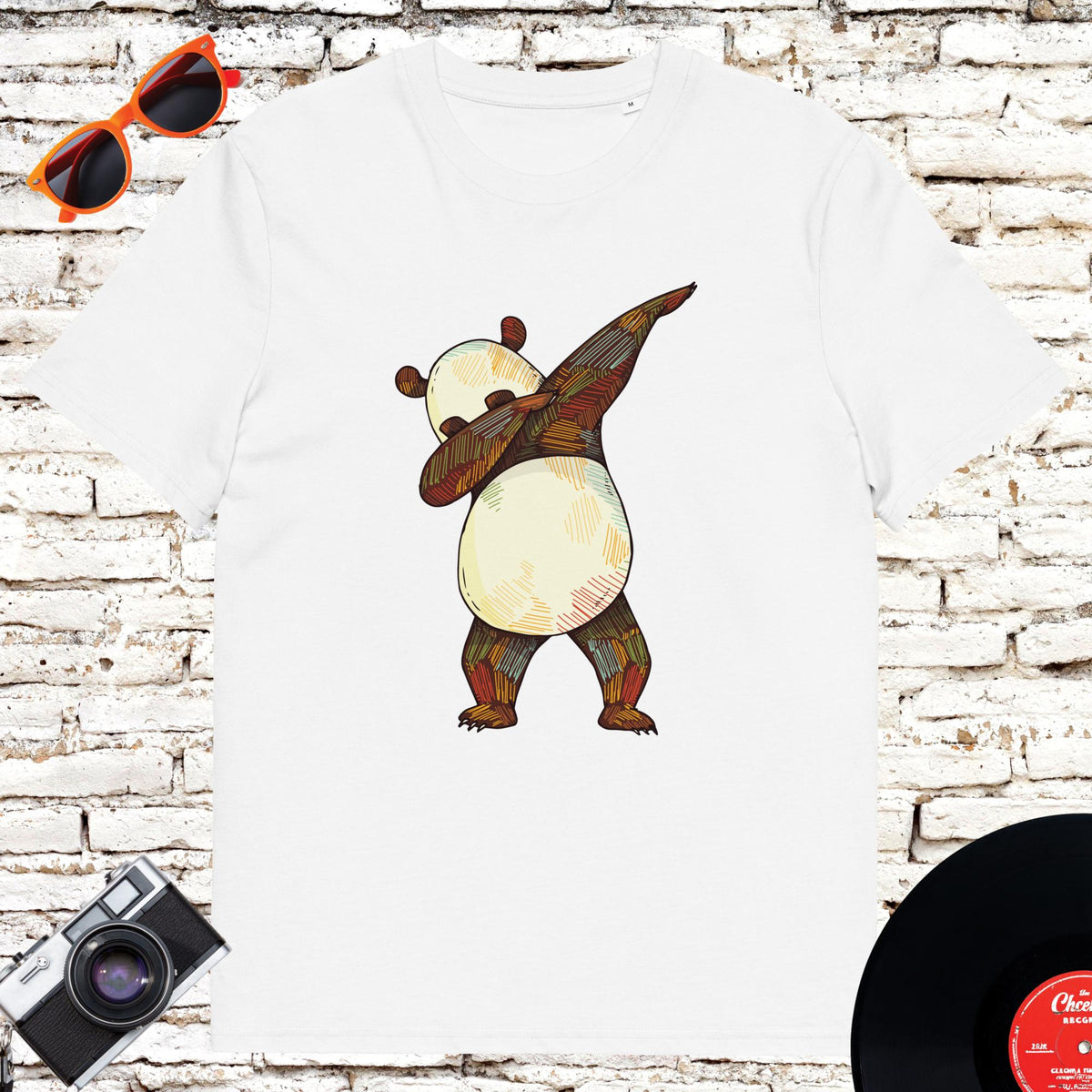 Dabbing Panda organic cotton unisex T-shirt in white