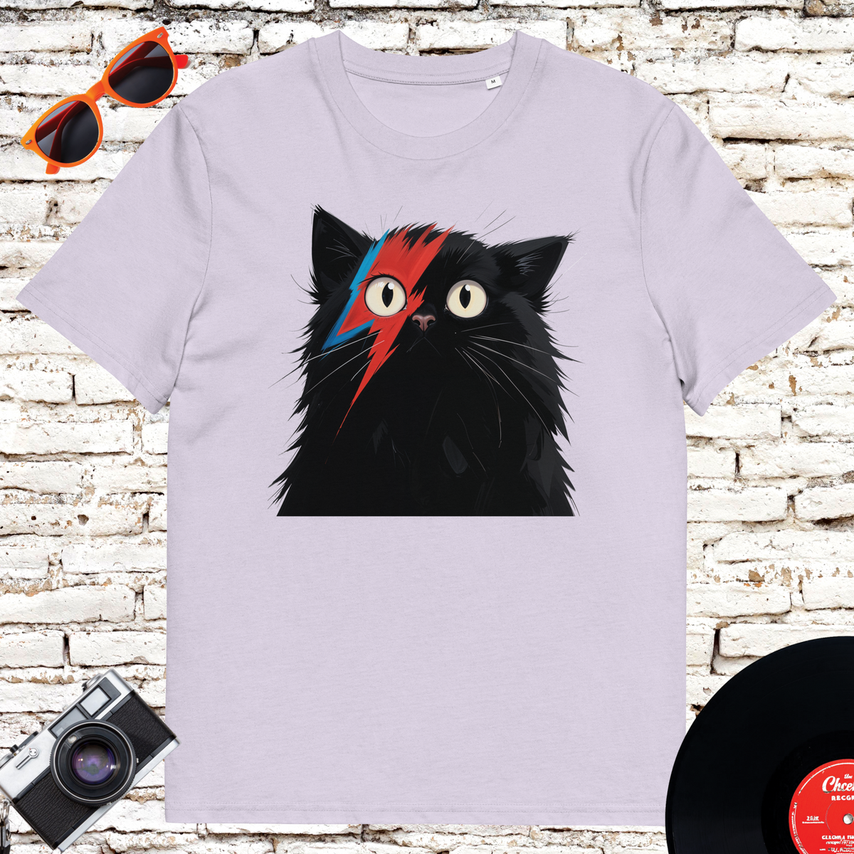 David Bowie Ziggy Stardust cat T-shirt in Lavender