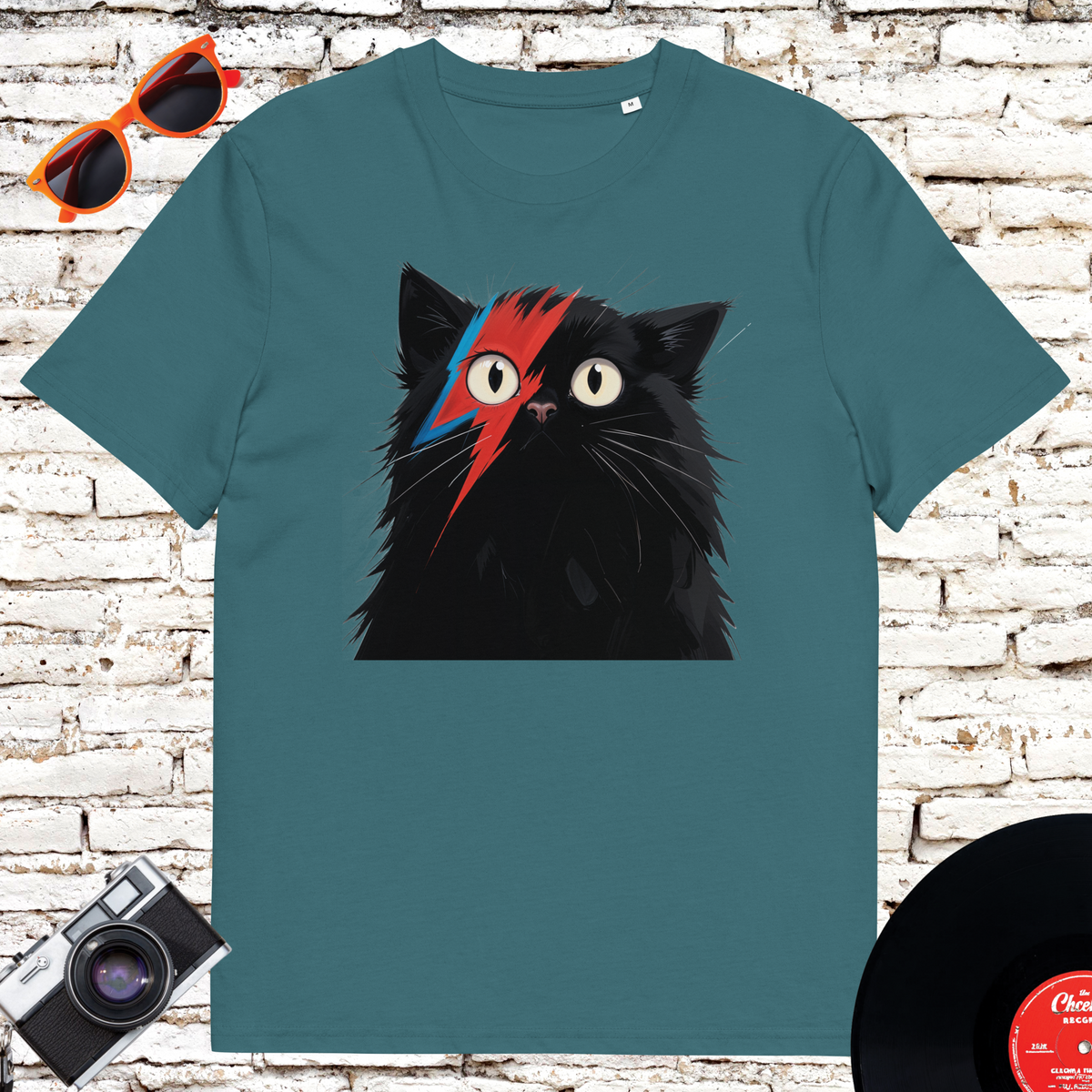 Ziggy Stardust cat organic cotton graphic T-shirt in Stargazer